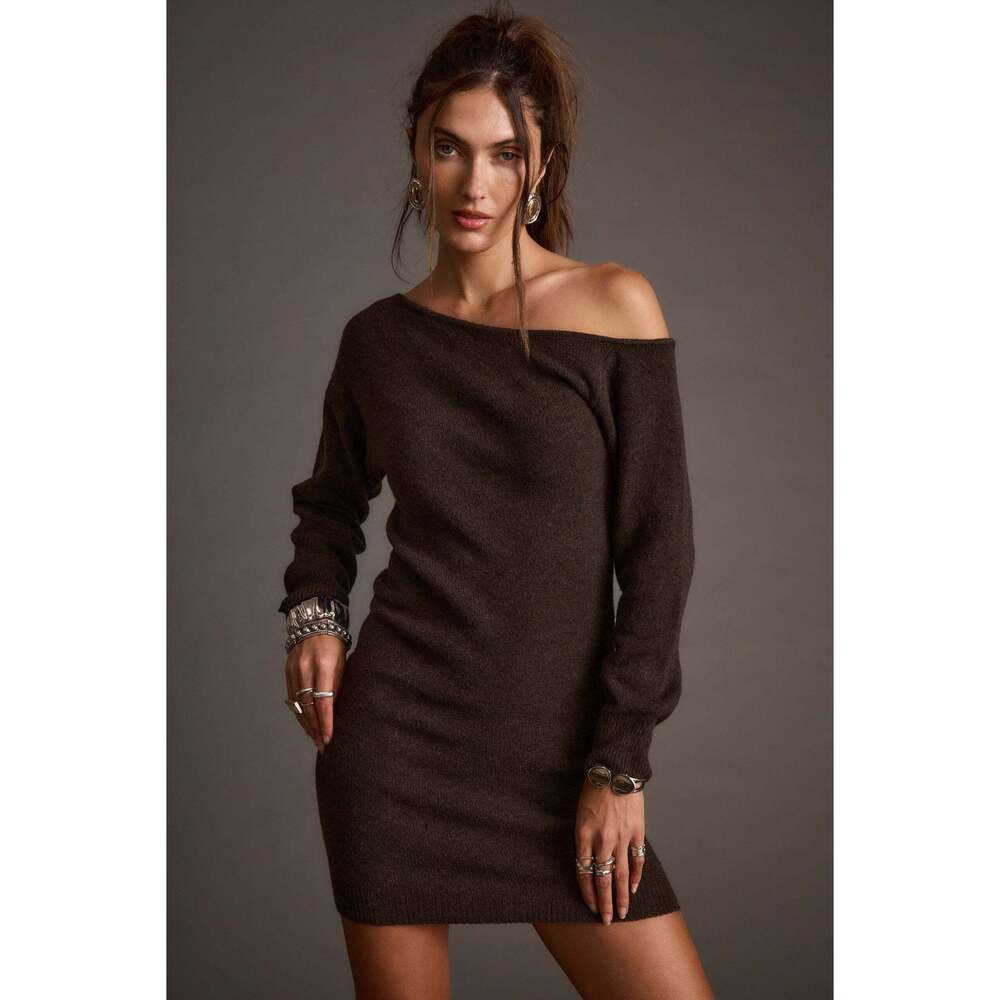 12th Tribe Margaret Mocha Sweater Mini Dress Size LL